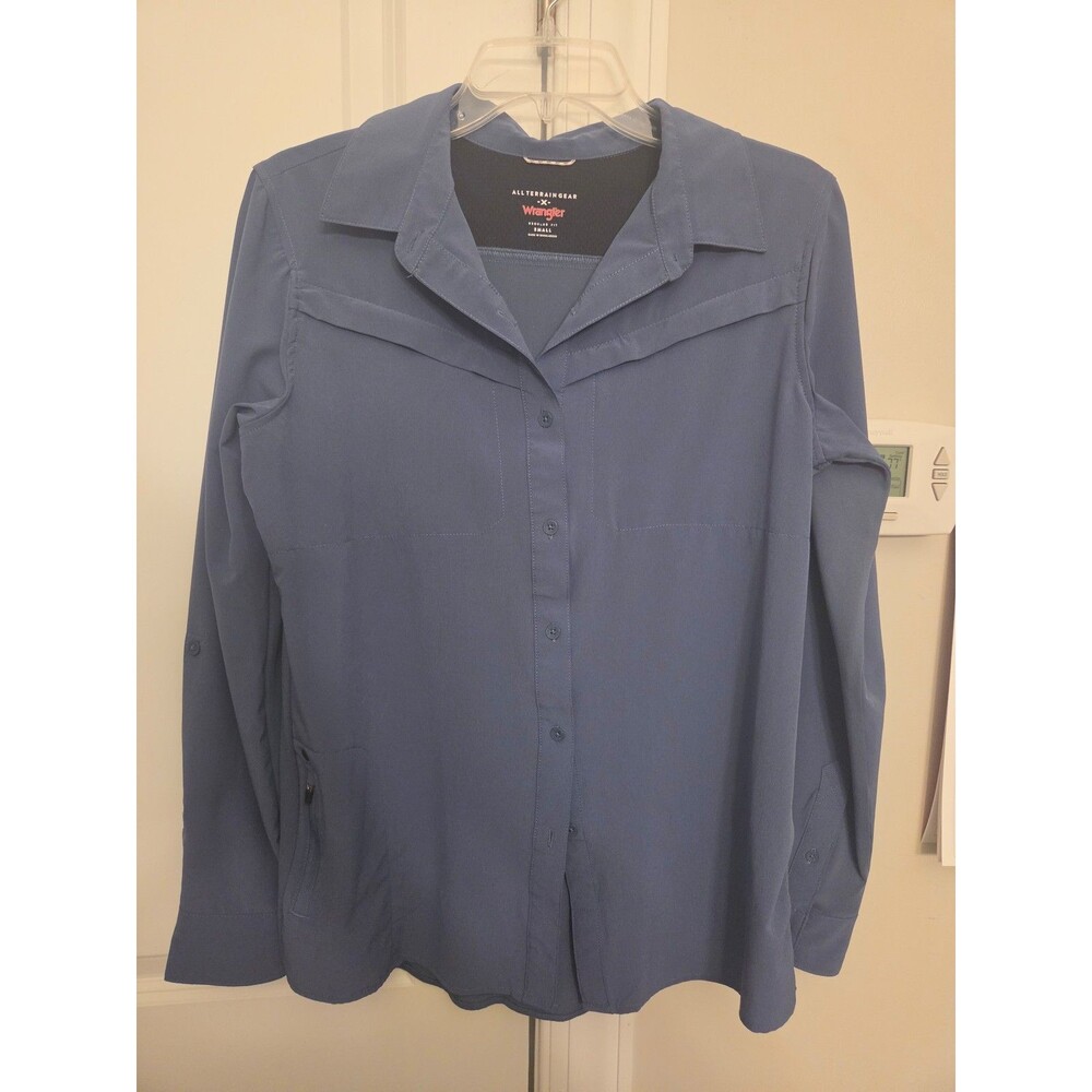 Wrangler All Terrain Gear Blue Button Down Shirt Women's Size S